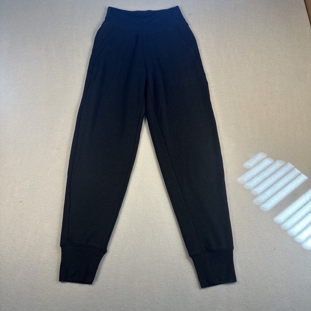 Athleta Women's Black Jogger Sweatpants Fleece Lined XXS Ribbed Cuffs